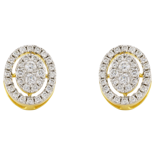 DIAMOND OVAL HALO EAR STUDS